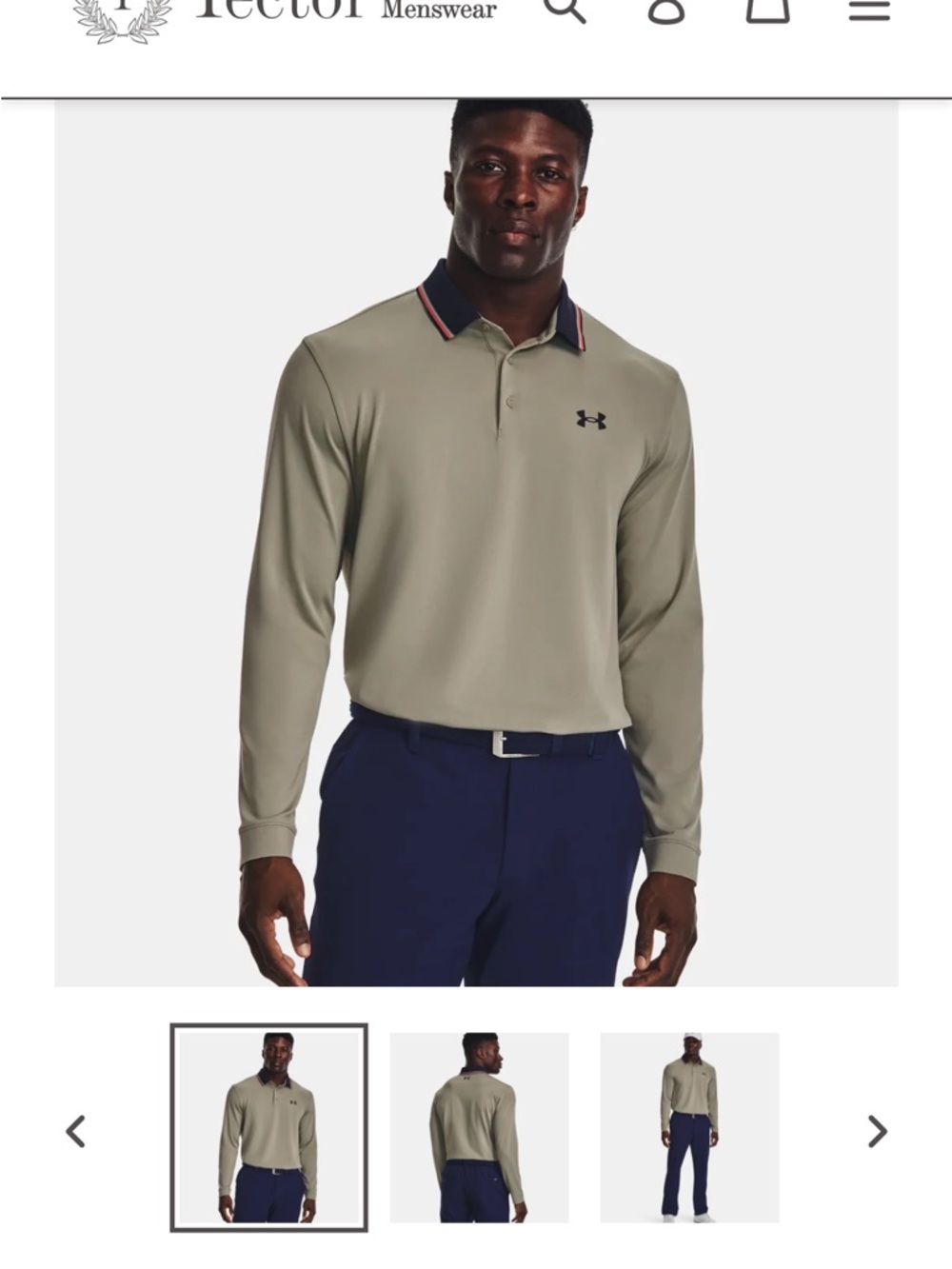 Under Armour Men’s Long-Sleeve Polo - Light Green Body with Navy & Pink Trim